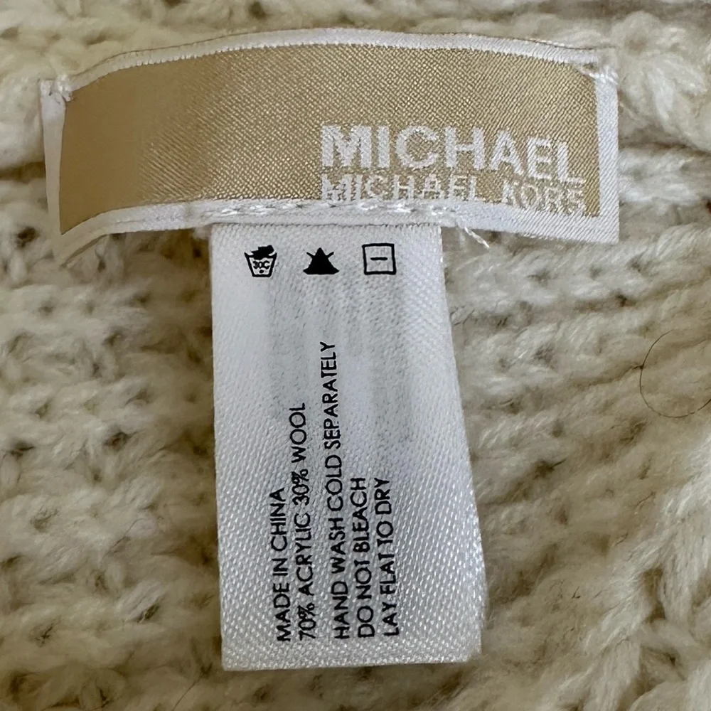 Michael Kors Cable Knit Beanie Hat Cream Off White Women One Size Winter NWOT